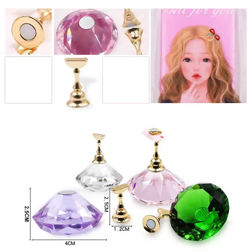 1 セットクリスタルベース磁気ネイルホルダー爪のヒント練習トレーニングディスプレイスタンドジェルサロン DIY マニキュアツール