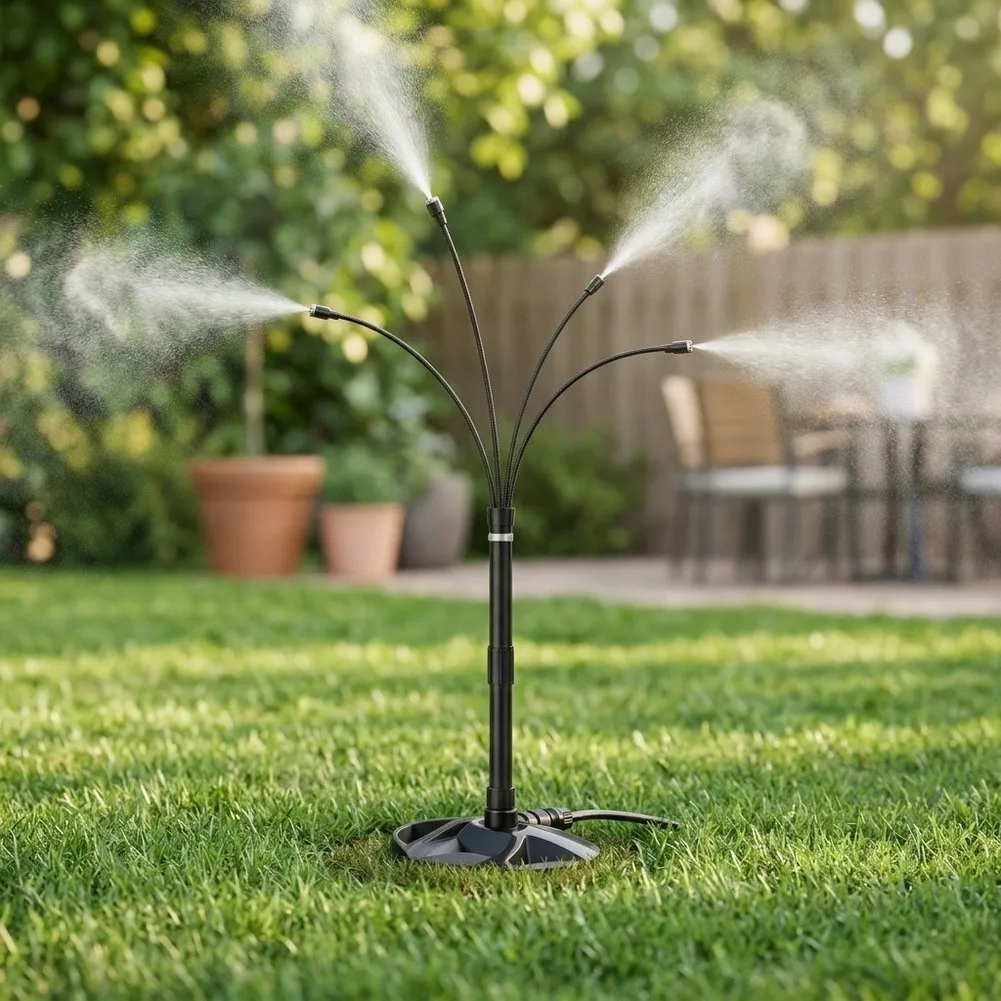 Water For Mist Sprayer Standing for Outdoor Patio Use with 8m Hose for Adjustable Height 20 27 35 Inches Metal Construction