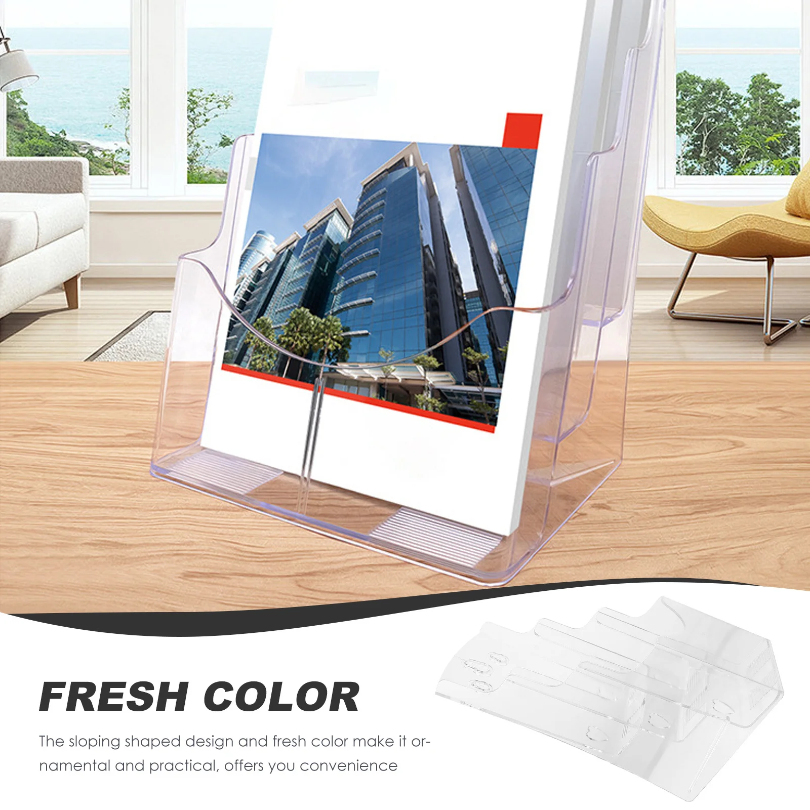 

Literature Rack Classified Storage File Organizer Desktop Document Stand Magazine Brochure Holder Office Study File Rack