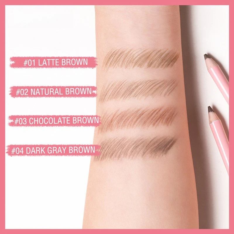 Matita per sopracciglia con palo in legno a 4 colori Facile da colorare Impermeabile a prova di sudore Non sbavature Sopracciglio per trucco durevole e duraturo