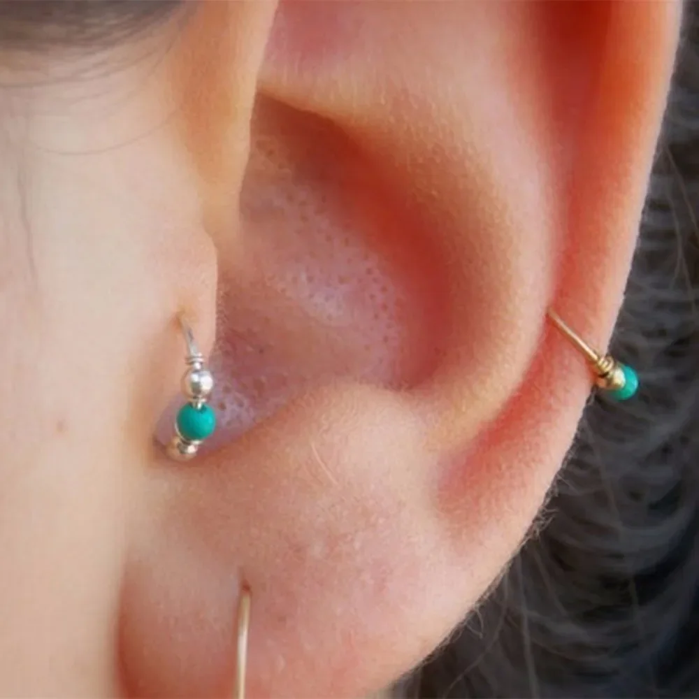 3Pcs/Set Retro Round Beads Nose Ring Earrings Nostril Hoop Body Piercing Jewelry 6mm/8mm/10mm view 4