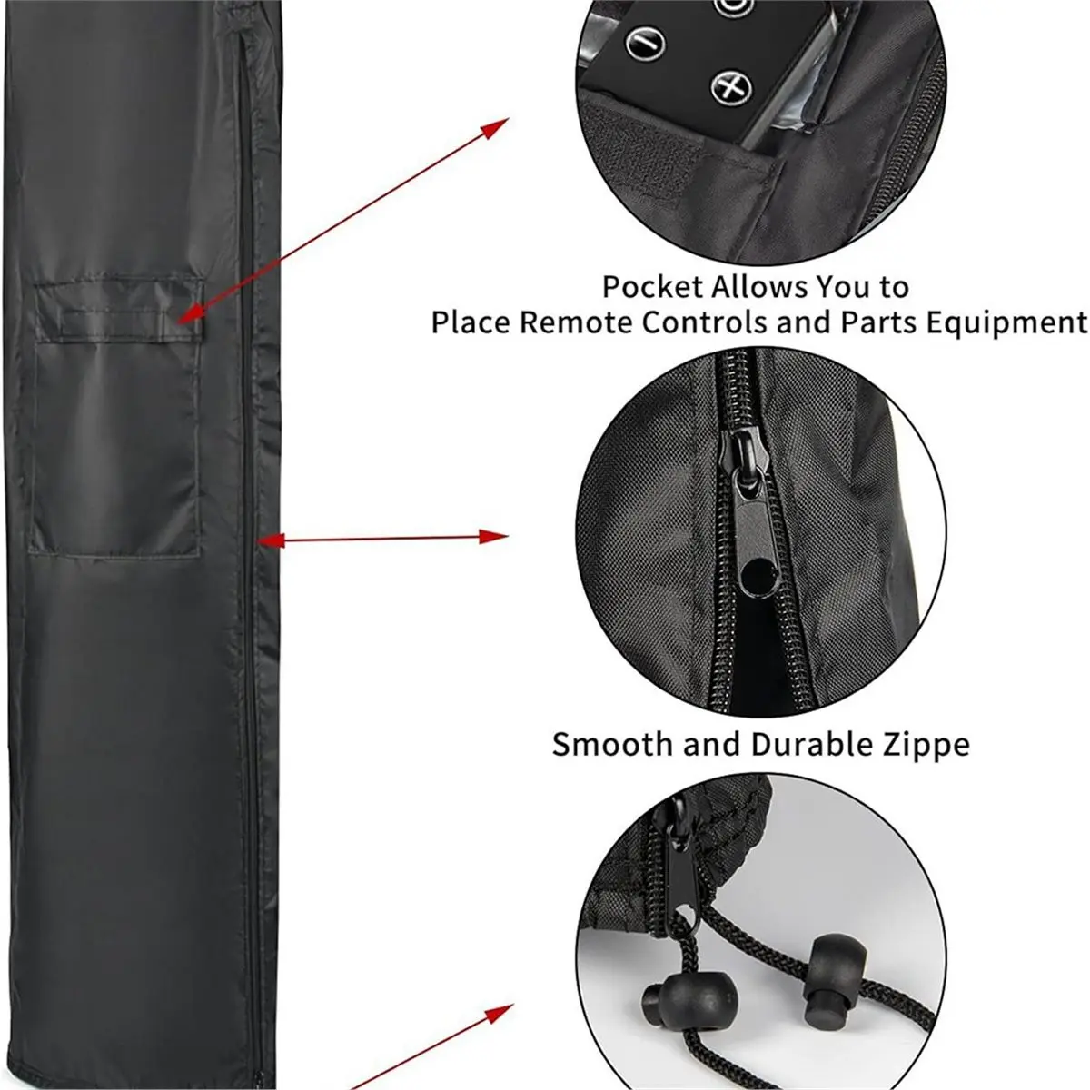 Waterproof Patio Heater Cover Zipper Heavy Duty Storage Cover for Patio Outside Home Use