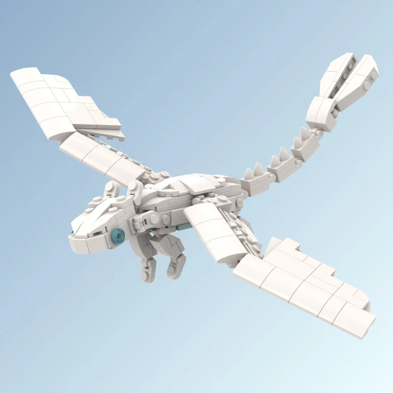 

225 шт. MOC Light Fury, масштаб минифигурки, как показано драконов, модульные строительные блоки, фантазийный дракон, игрушка в подарок