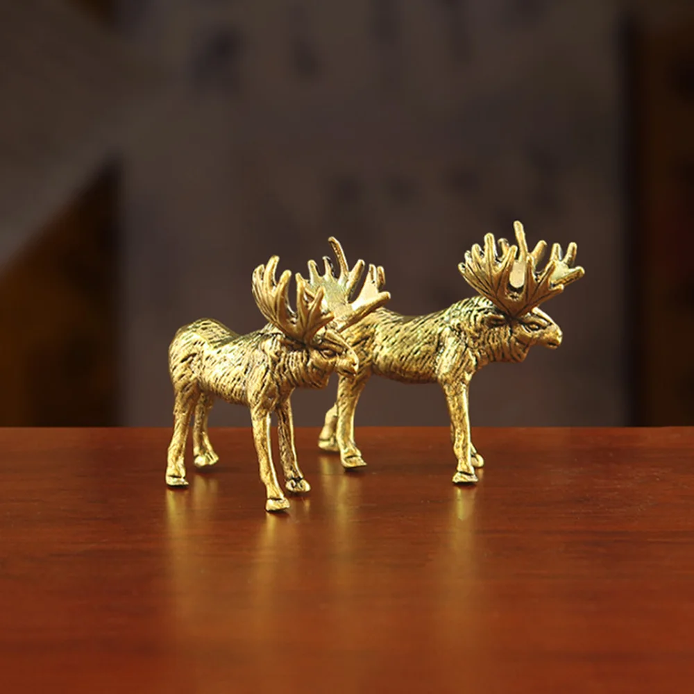 Mini-Messing-Elchstatue, Elch-Tierfigur, Tischdekoration, Sammlerstück, Teetier, Heimdekoration, Festgeschenk – Detail 5