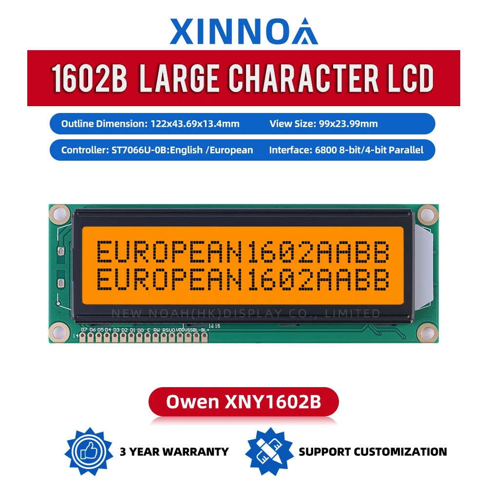 الأوروبي البرتقالي الضوء الأسود رسائل LCD1602B شاشة الكريستال السائل شاشة 1602 LCD 122*44*13.5 مللي متر ST7066U شاشة الكريستال السائل شخصية كبيرة