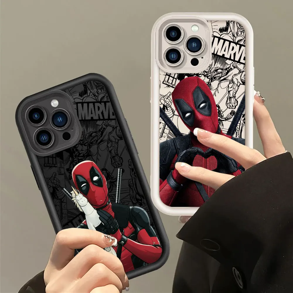 Armor Case for Apple iPhone XS Max XR 8 7 13 Mini 15ProMax 12 Pro SE 14 Plus 11 Pro Soft Cover Marvel Deadpool Square Liquid