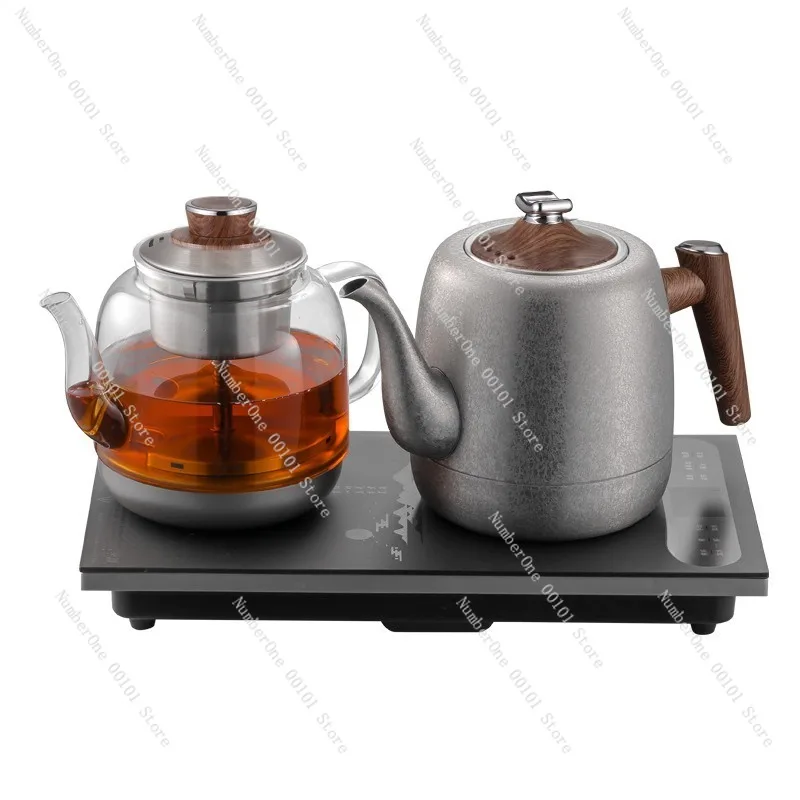 Minimalist Pure Titanium Automatic Water Refill Electric Kettle Built In Tea Table Heating Pot Integrated Tea Tray Boiling