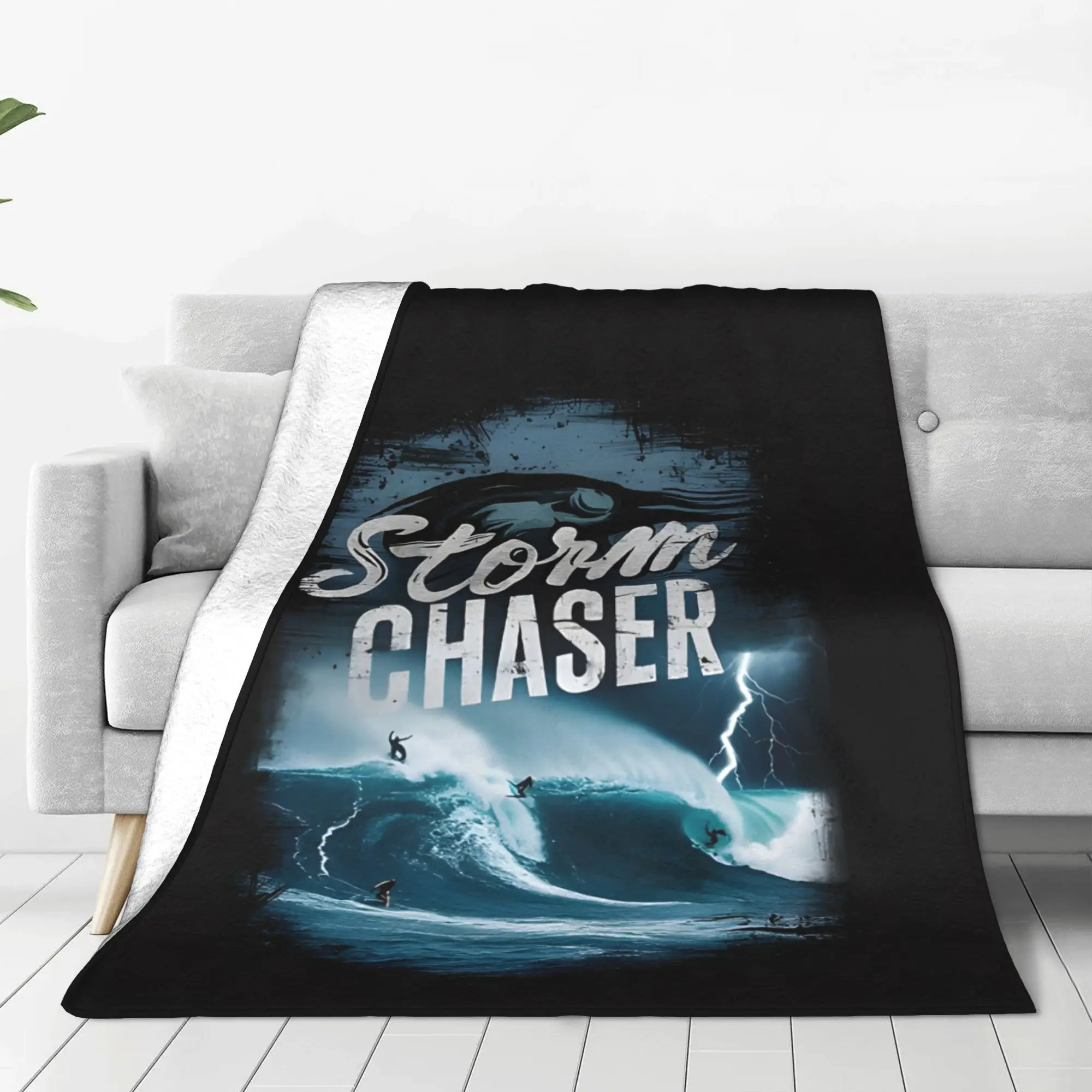 1PC Home Cutecore Storm Chaser Epic Surfer Lightning Trippy Landscape Blanket Super Cosy Plush Home Living Room Sofa Halloween