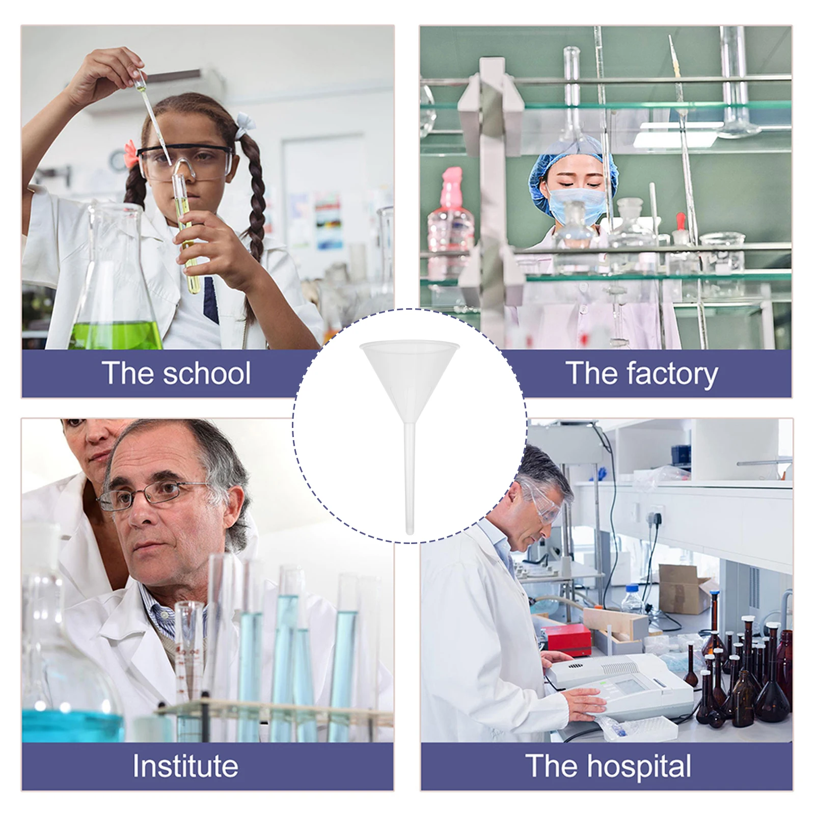 10 Pcs Plastic Funnel Scientific Triangle Laboratory Filling Small Pp Experiment