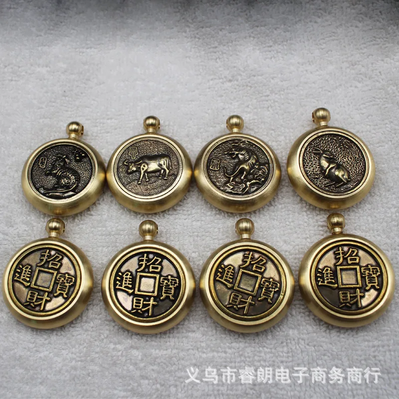 Copper Zodiac Finger Spinner Handheld Car Interior Decoration Keychain Pendant