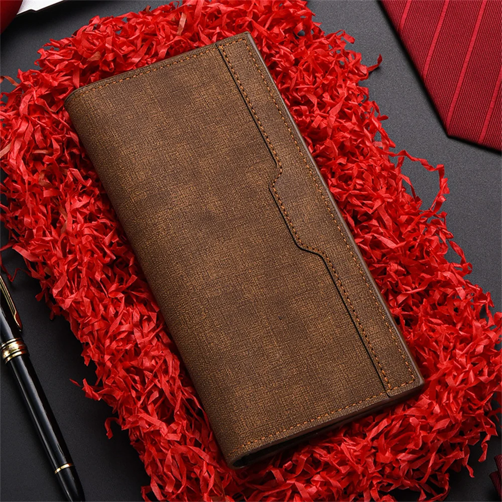 ISKYBOB Men's Long Wallets Fashion Large Capacity Multiple Card Slots ID Card Holder PU Leather Male Purse portafoglio uomo