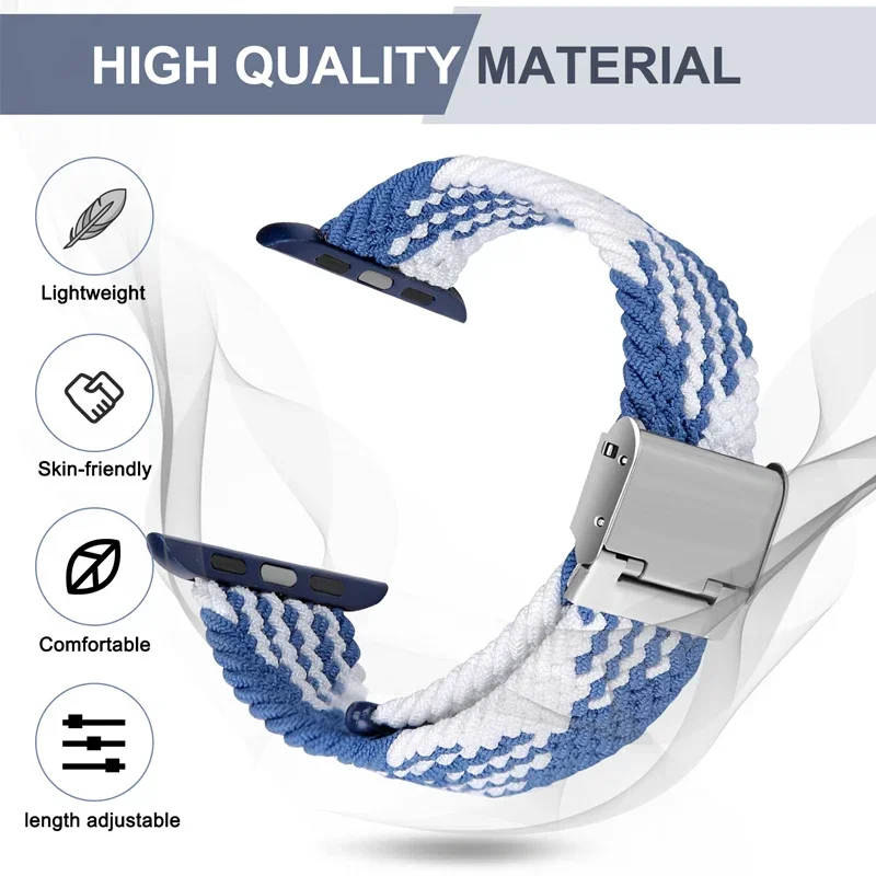 Braided Solo Loop For Apple watch ultra band 49mm 45mm-40-41mm-44mm Nylon Elastic bracelet iWatch series 9 8 se 6 7 5 4 3 strap image 3