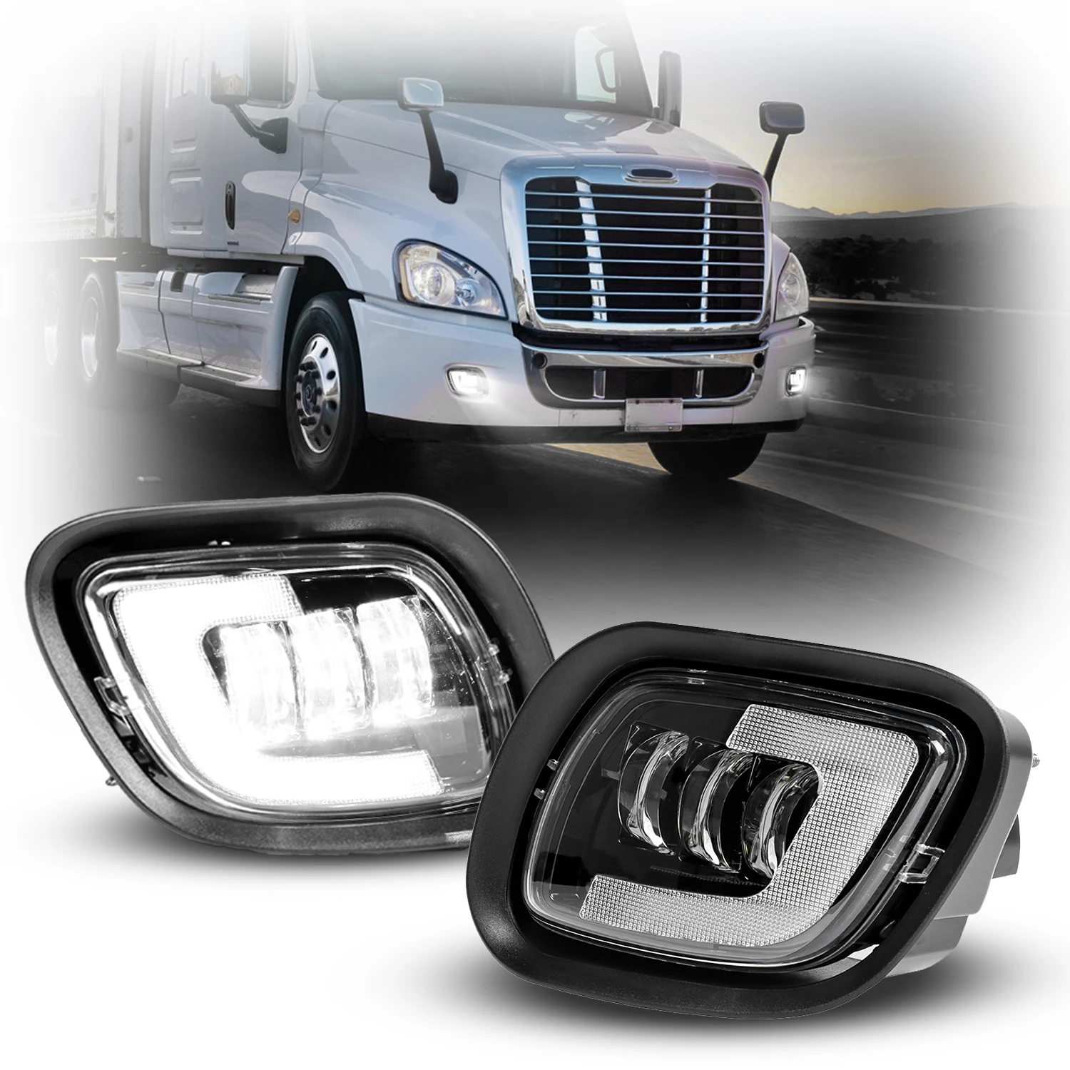Luces Antiniebla LED para Freightliner Cascadia 2008-2017, Accesorios para Camiones Semirremolque, Faros Antiniebla Delanteros con Luz de Posición
