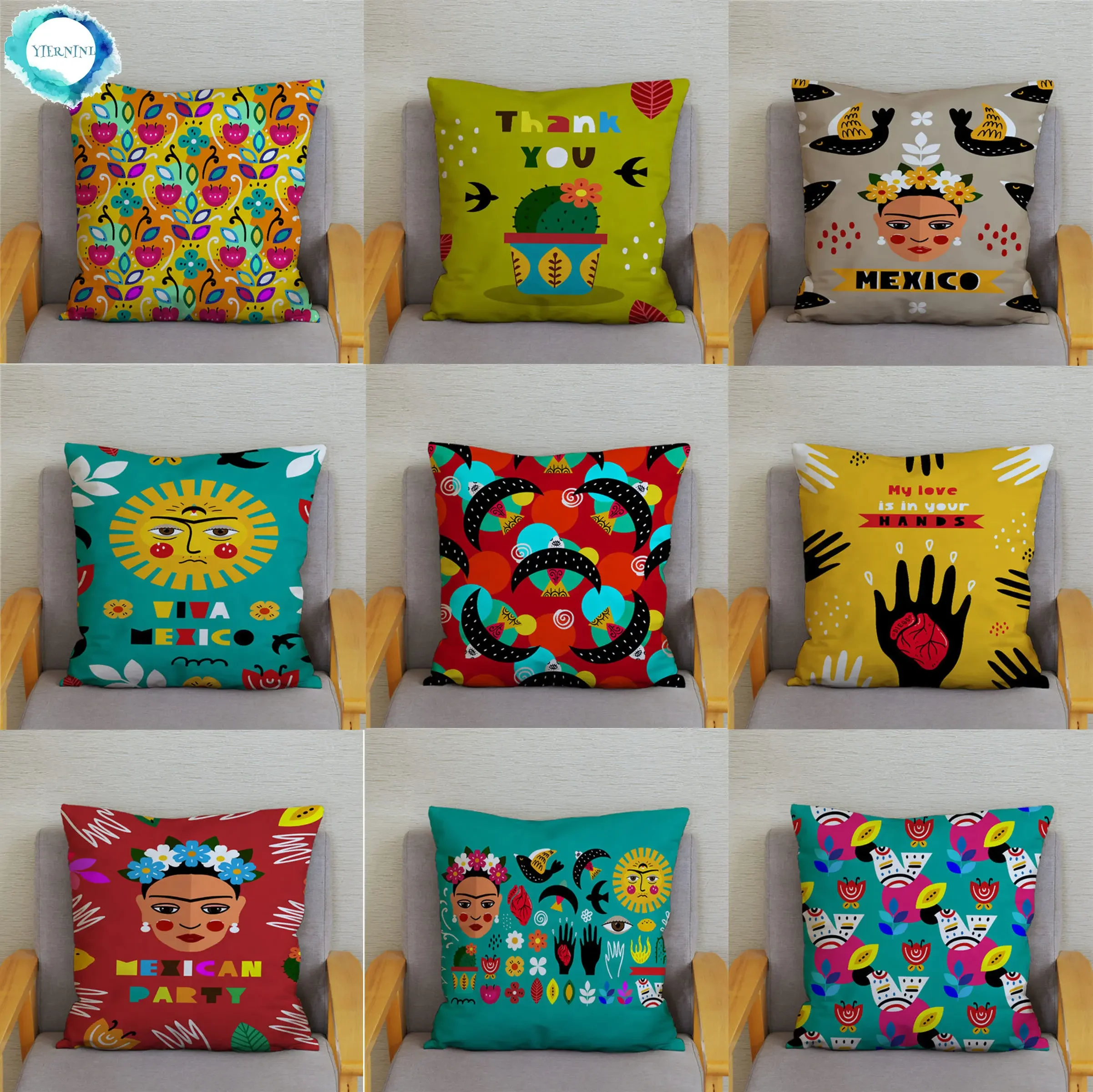 45x45cm  National Style Polyester Printing Pillowcase Cushion Cover Hold Pillowcase Home Decoration Cushion Pillowcase