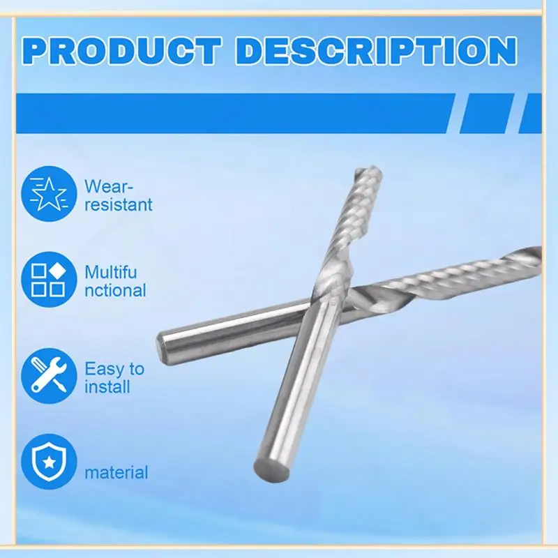 -A60I 10 Pack CNC Router Bits 1/8 Inch Shank Spiral Upcut Router Bit Single Flute End Mill Set Milling Cutter Tungsten Steel Eng