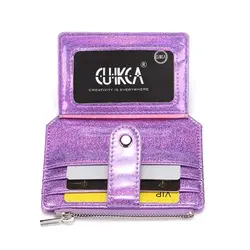 Mini Cute Laser Shining Heart Bus ID Card Case Cardholder Sequins Credit Card Holder Crystal Color Multi Card Slim Wallet