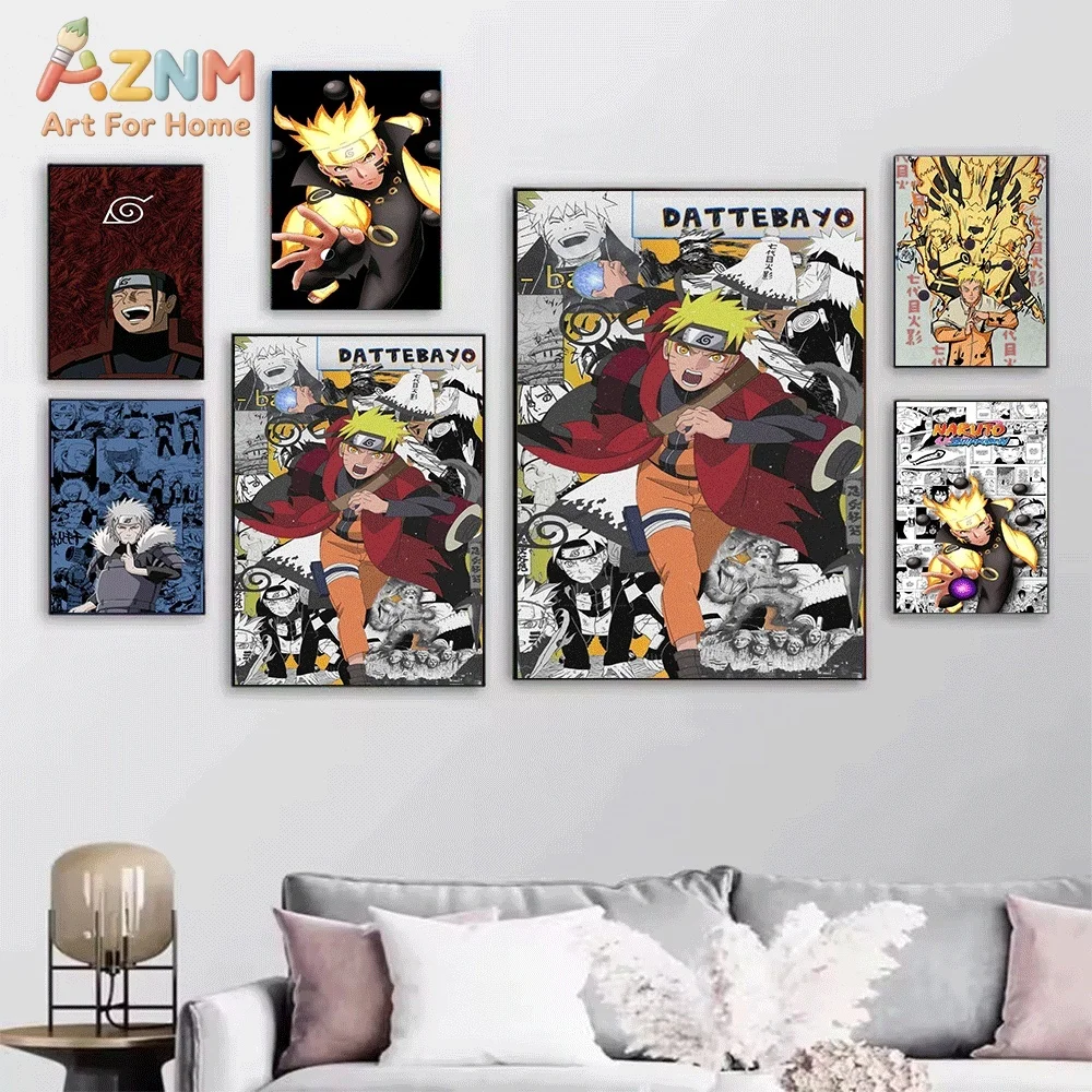 Naruto Uzumaki Sage Mode Manga Collage Anime Canvas Wall Art Print Poster Unframed Canvas Painting Home Bedroom Living Room Wa
