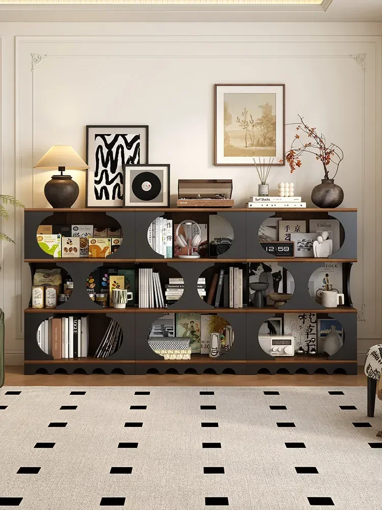 DSA medieval half-wall multi-layer bookshelf integrated living room floor display cabinet