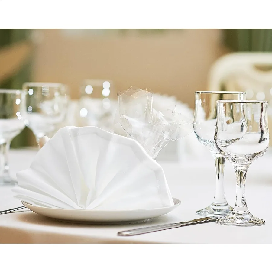 [24枚入り ホワイト] 布ナプキン 17x17インチ 100%ポリエステル 縁取り済み 洗濯可能で再利用可能 パーティー、結婚式、ディナーに最適