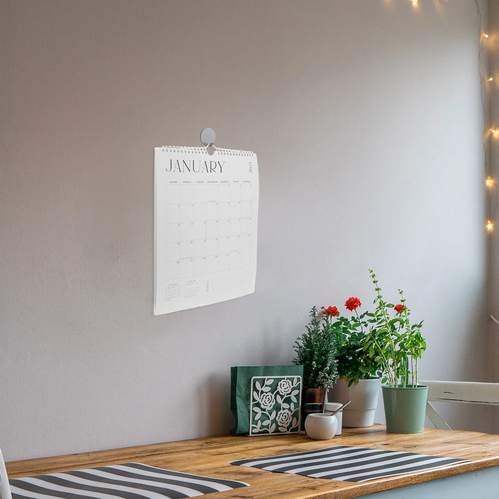 

18-Month Flip Wall Calendar English Minimalist Design for Refrigerator Office Wall Jan 2025 to Jun 2026 Easy Read Dates Ample