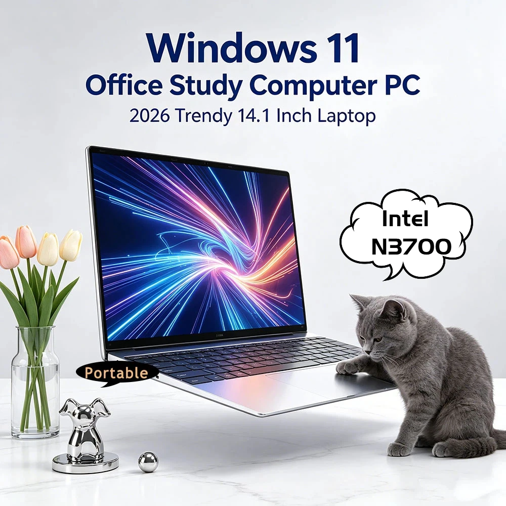 

Neat Lightweight 14.1" Laptop Intel N3700 120Hz Ultra-clear FHD IPS Display 5000mAh 32GB/2TB SSD Backlit Keyboard