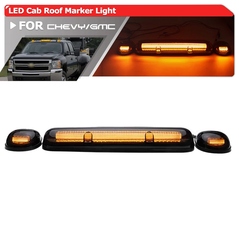 

Smoked For Gen1 Chevy Silverado GMC Sierra 1999-2007 1500 2500 HD Classic LED Mopar Cab Roof Marker Top Clearance Running Lights