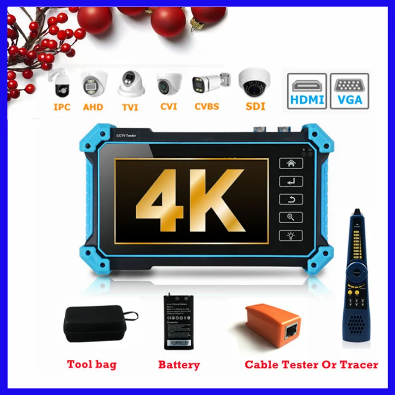 

CCTV IPC Tester 8MP AHD TVI CVI Camera Tester 4K IP Camera Tester IPC-5200C Plus With VGA HDMI Wifi PoE Cable Tracer CCTV Tester