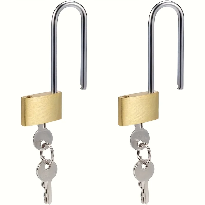 2 Pack Brass Padlock - Garden Key Shackle, Keyed Alike & Brushed Finish, Apply to Backpacks/Briefcases/Tackle Boxes/Storage Lock