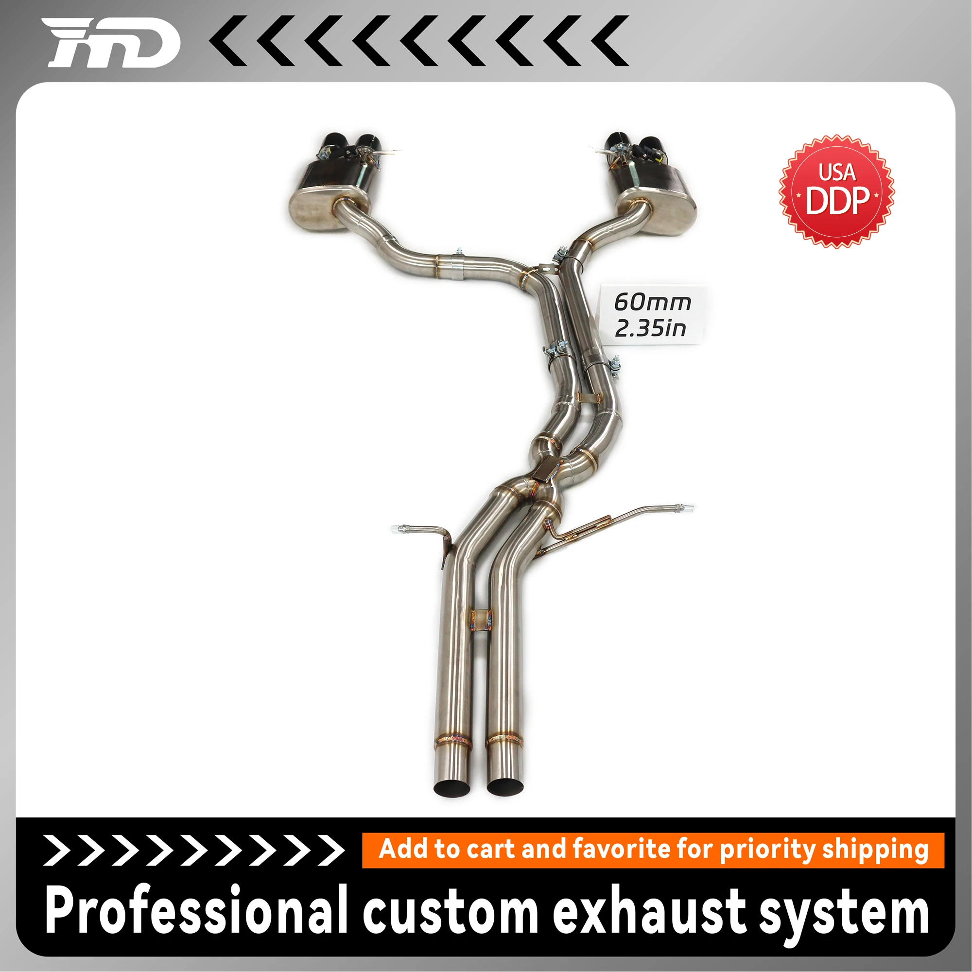 

HMD Stainless Steel Exhaust System Performance Catback is for Audi Q5 B8 3.0T Auto Modification Electronic Valve Muffler