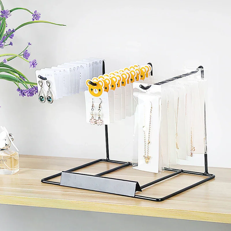 Iron Bracket Jewelry Display Rack Household Desktop Decoration Earrings Necklace Storage Headrope String Organizing Rack