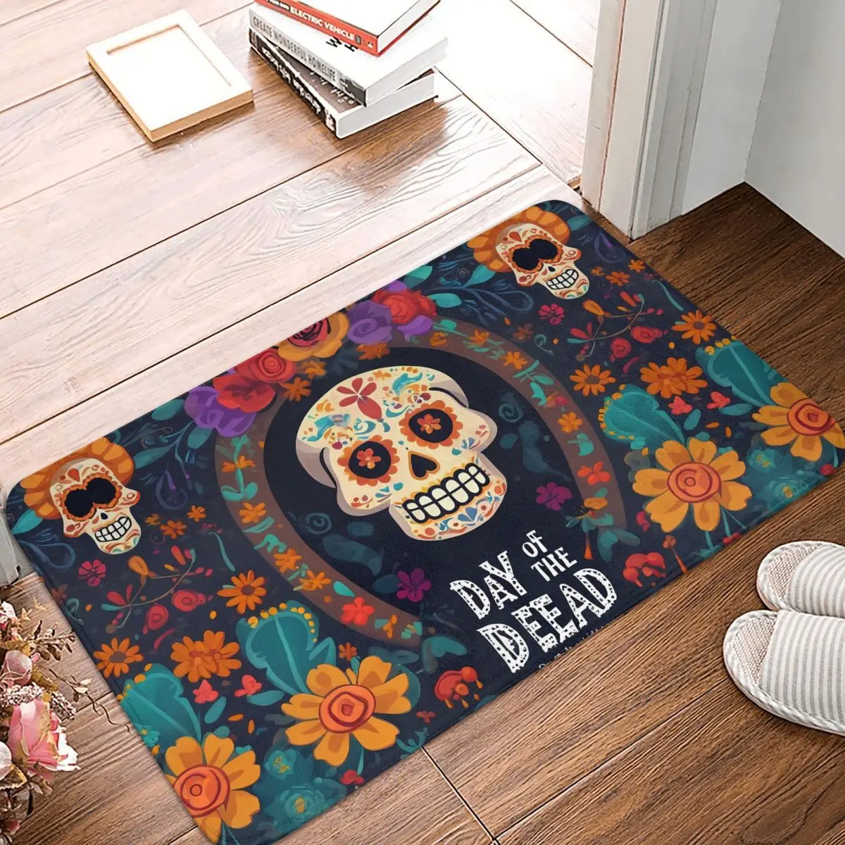 Day Of The Dead Skull 2 Doormat Non-Slip Entrance Bathroom Kitchen Door Floor Mats Toilet Carpet Rug