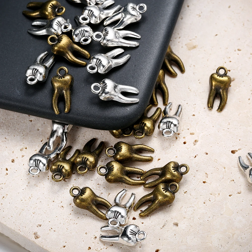 20Pcs/lot 3D 7x16mm Tibetan Silver Color Zombie Tooth Pendant Teeth Molar Charms For Necklace Bracelet DIY Jewelry Making image 6
