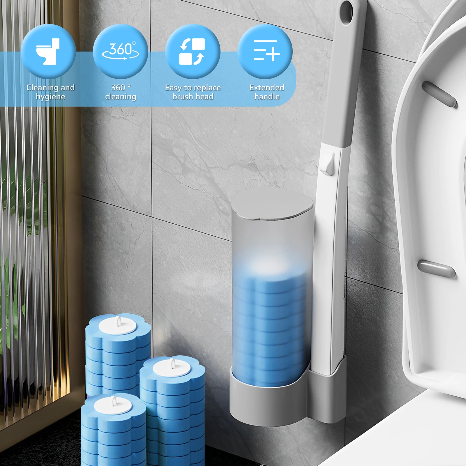 18 Testine Di Ricambio Per Spazzolino Toilette - Spugne Usa E Getta Per Bacchetta, Pulizia Bagno Igienica E Pratica