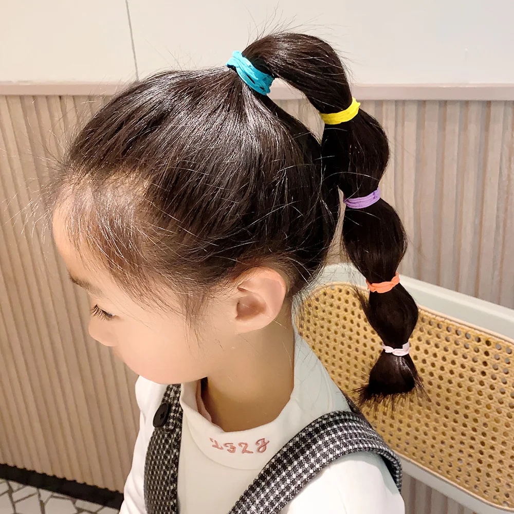 90pcs/box ZYFHTT Candy Colored Hair Ropes For Kids High Elasticity Small Hair Ties No Damage To Hair Fashion Girls Hair Rope