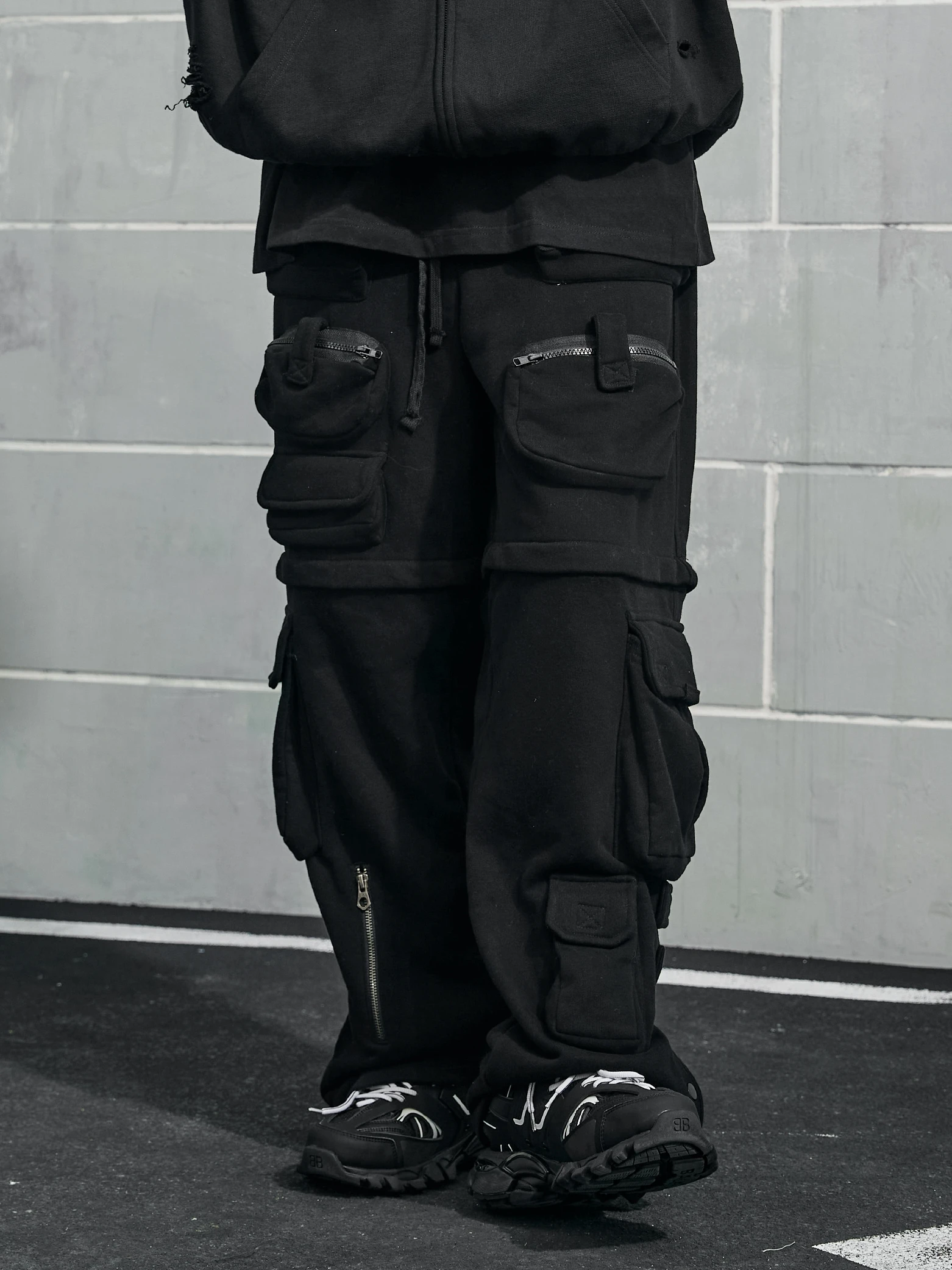 Loose Straight Hip Hop Design Deconstruction Casual High Street Overalls Trousers Techwear Pants