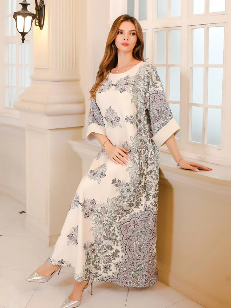 Eid Muslim Party Dress for Women Ramadan Abaya Diamond Long Dress Morocco Kaftan Vestidos Largos Dubai Turkey Robe Jalabiya 2024