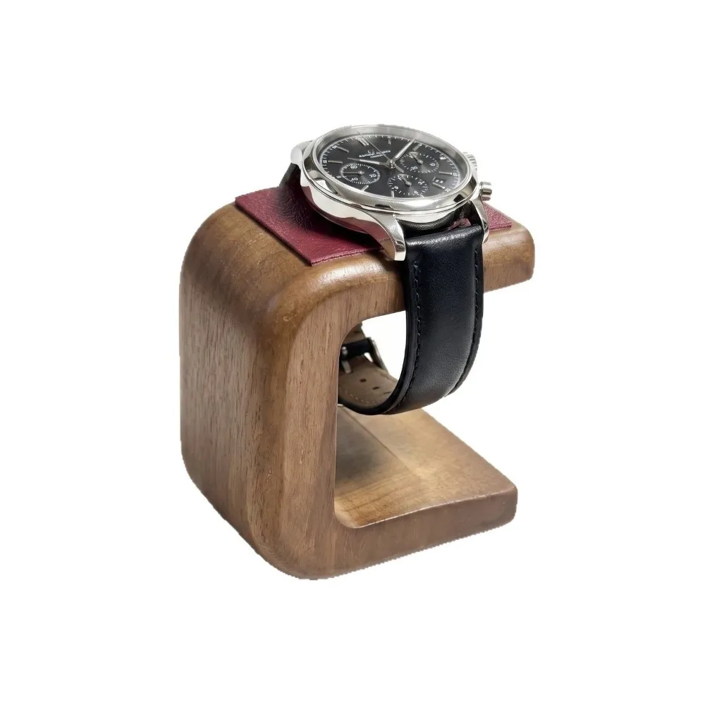 Wooden Watch Stand with Leather Pad Gifts Jewelry Display Rack Simple Table Top Ornament Watch Holder for Men, Women