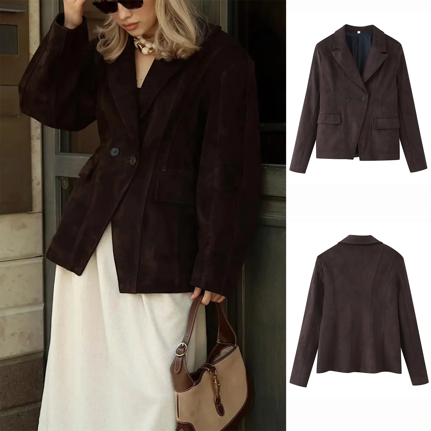 

Новое осеннее женское пальто Briti Sle Long Sve Suede ort, повседневное пальто-туэт с застежкой на талии, верхняя одежда с откидным воротником на одной пуговице