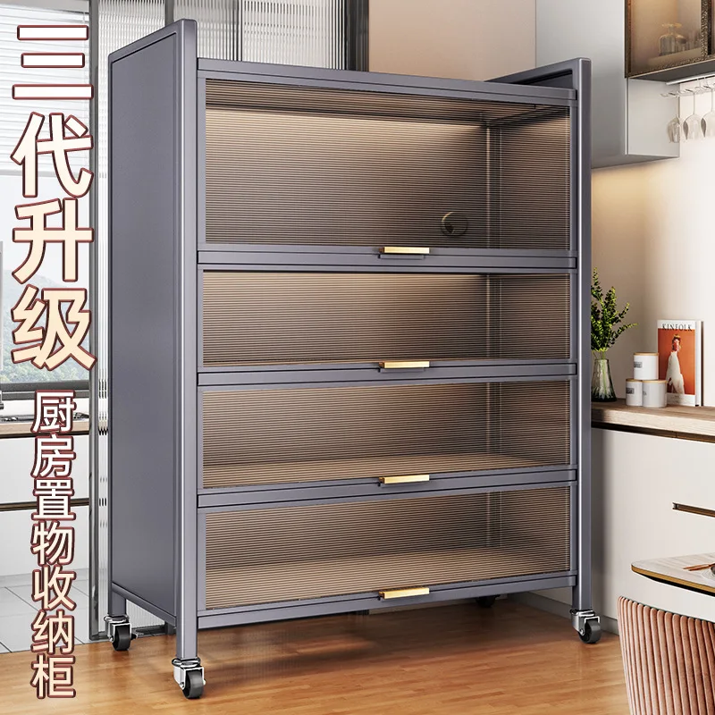 

Customizable kitchen floor-to-ceiling multi-layer shelves, multi-functional DIY side lockers, household microwave oven cabinets