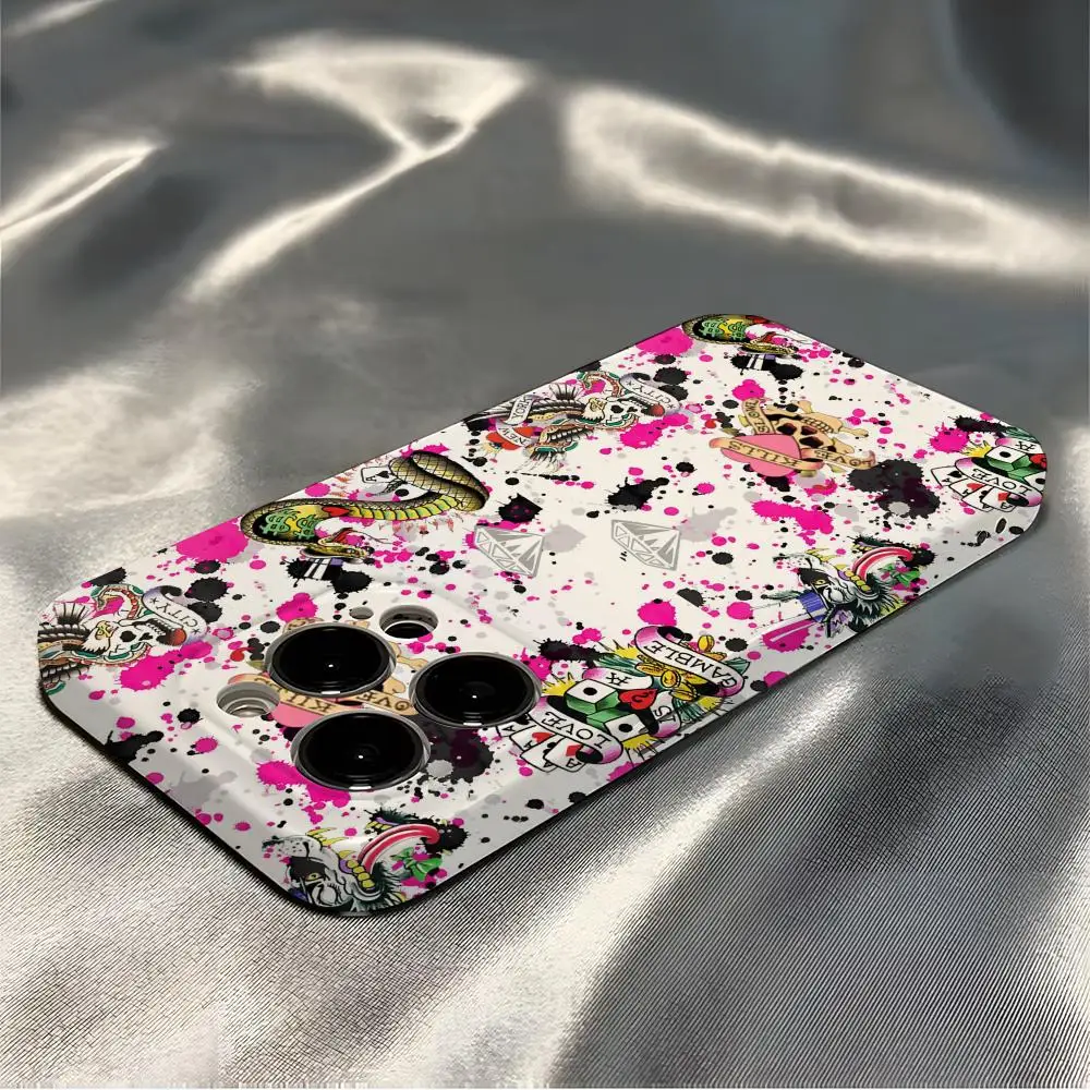 Ed Hardy Capa de telefone para iPhone 16 Pro Max 15 14 13 12 11 Pro11 Mini 2025 16 Capa de filme HD brilhante