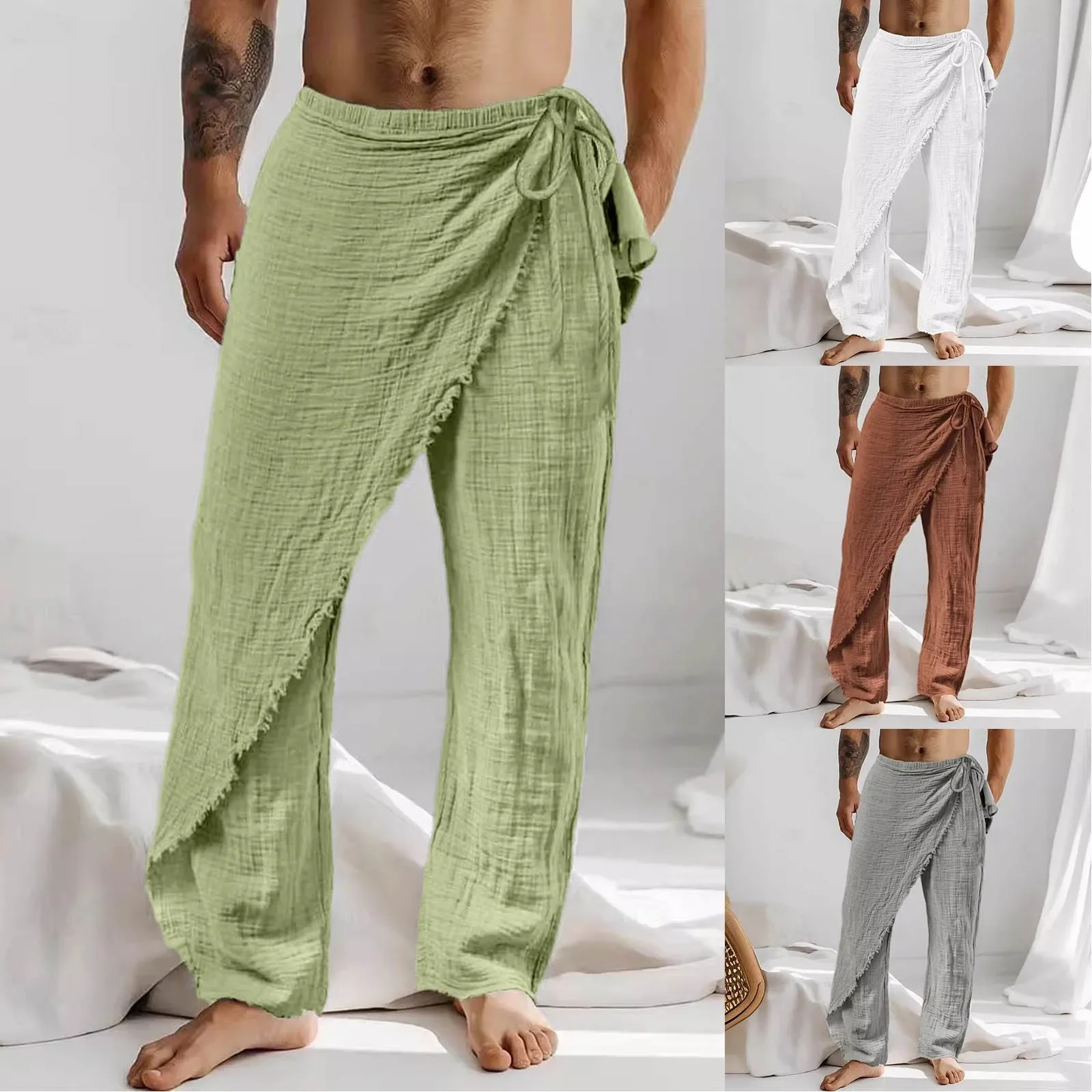Celana Kasual Pria Celana Katun Longgar Bernapas untuk Pantai dengan Patch Elastis untuk Camping, Hiking, Memancing, Mendaki, Olahraga Luar Ruangan.