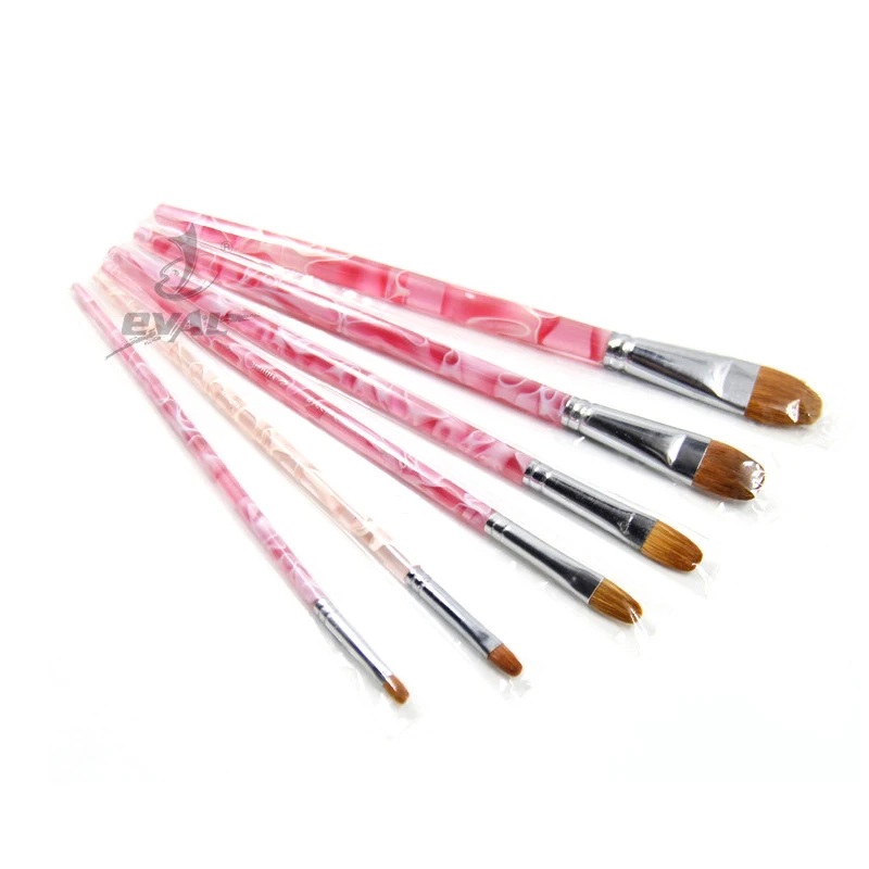 6 Pcs อะคริลิคสีม่วงสั้น Rod ผสมผมพังพอน Gouache แปรงผมสีน้ำตาลอะคริลิคสีน้ำศิลปินภาพวาดแปรง