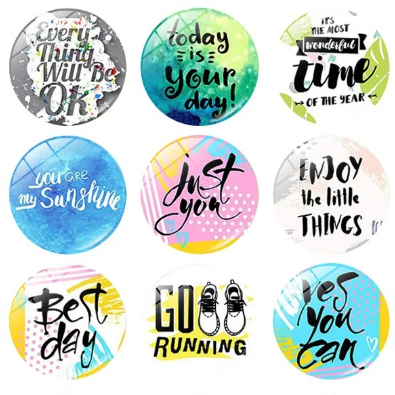 Keep on Going Never Give Up Fridge Magnets Diameter 25mm Glass Fridge Stickers Warm Words Message Board Magnetic Stickers Gifts