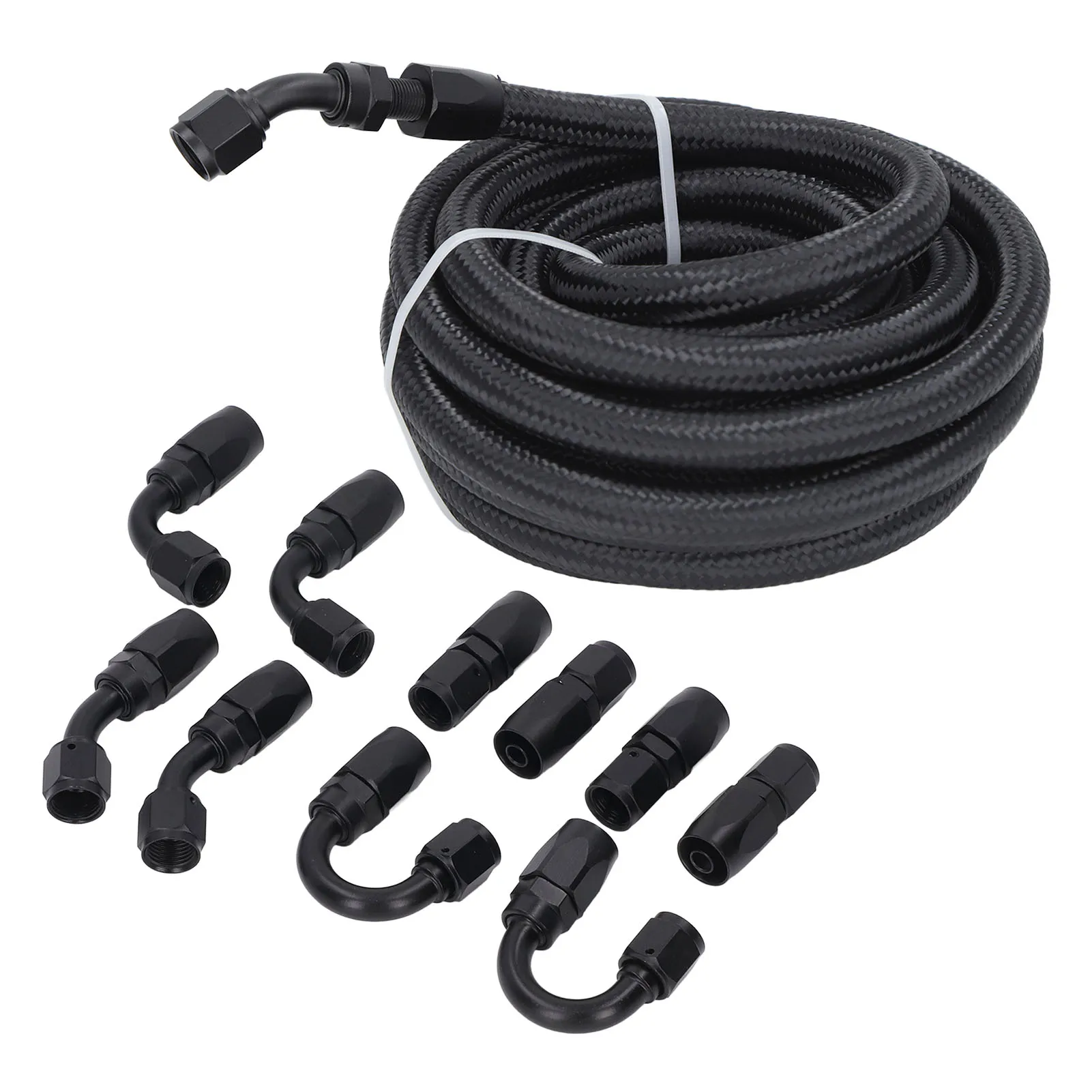 

6AN Fuel Line Fitting Kit 20ft Hose Fitting Aluminum Black Anodized 500 Psi Universal for Car Ship Fuel Hose Fitting Set