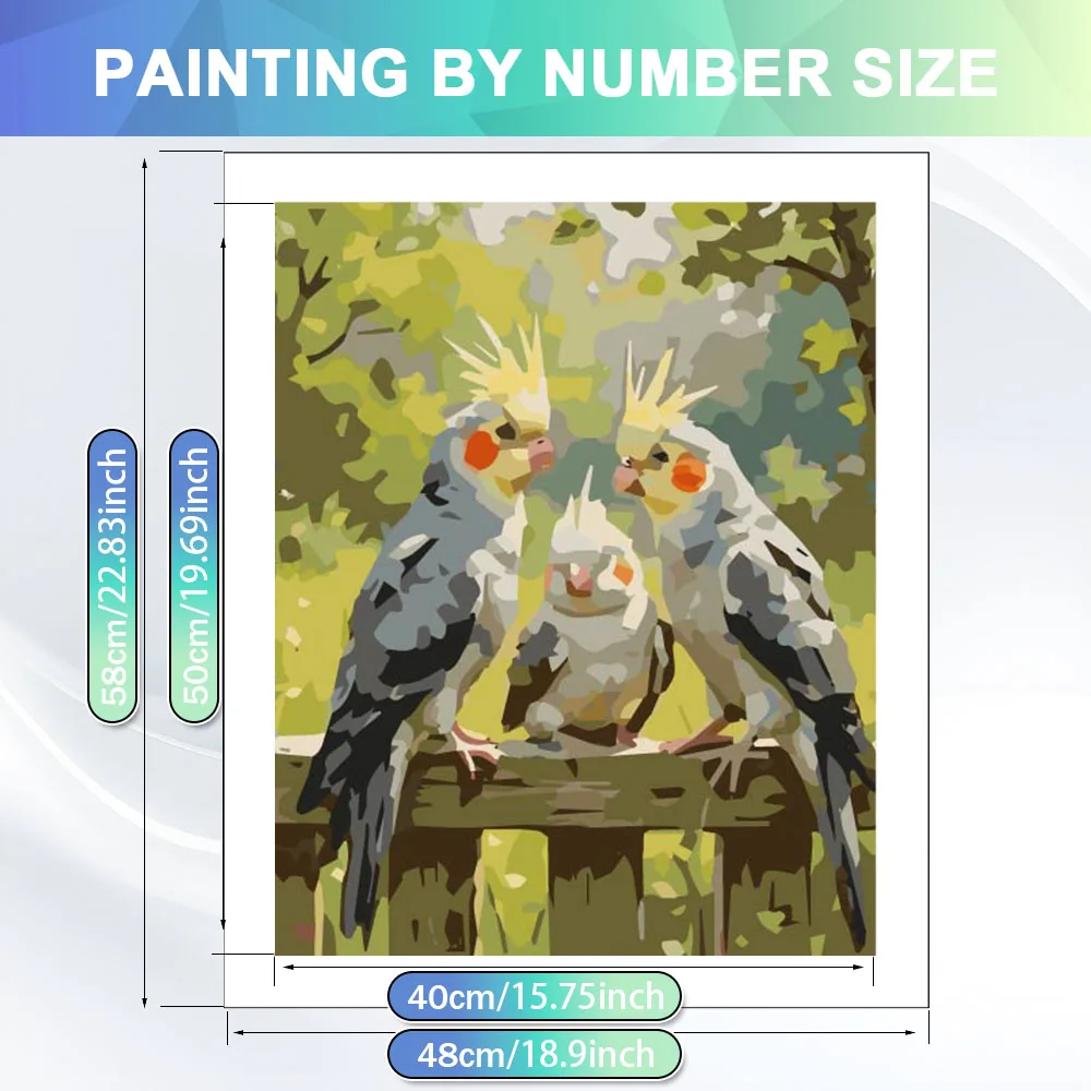 HUACAN Painting On Number Adults Parrot Animal Craft Kit Wall Arts Gifts Wall Art Colorful Canvas Bird HandPainted Kits