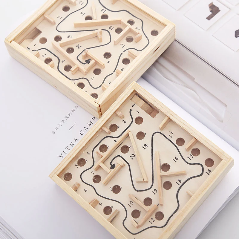 Wooden Labyrinth Board Game Ball In Maze Puzzle Handcrafted Montessori Toys 3D Jigsaw Puzzles Educational Games