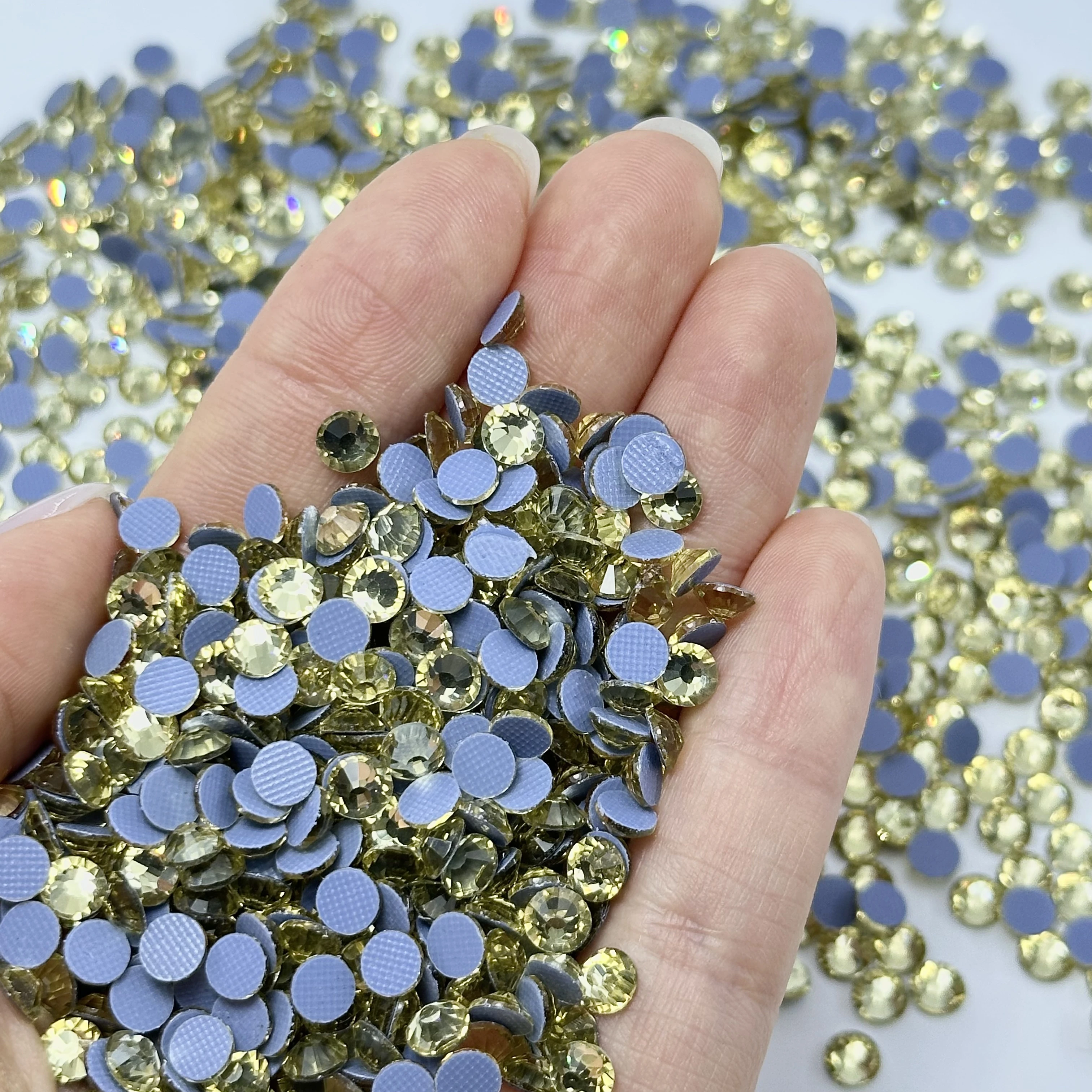 LC All Size Jonquil Top Quality Glass Rhinestones Crystal Hot Fix Flatback Strass Glitter Stones Fabric Clothes Accessories