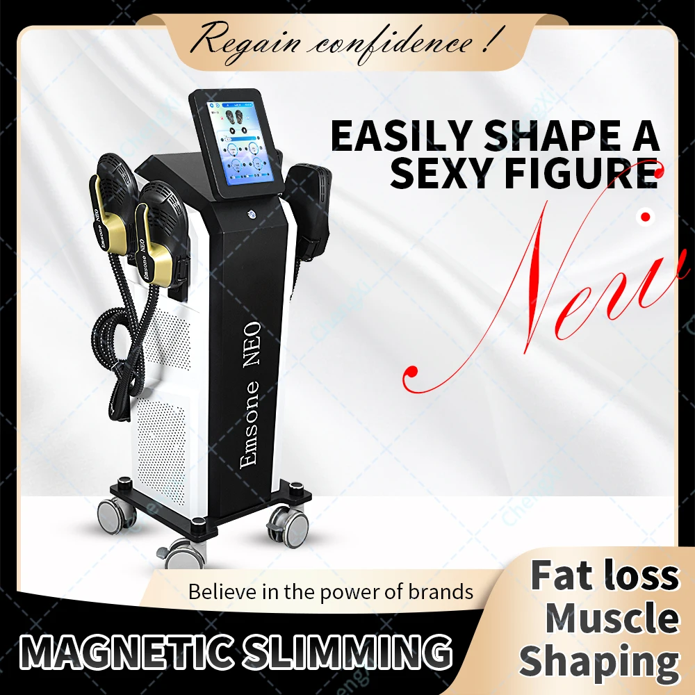 2025 엠손 네오 스컬프 머신 블랙 골드 RF 6500W 지방/바디 조각 슬리밍 근육 자극 전자기 기술