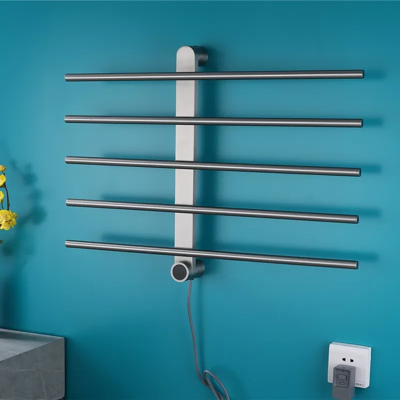 Smart Electric Towel Rack Stainless Steel Bathroom Warmer Carbon Fiber Heating Sterilizing Dryer for Home Bath Accessories