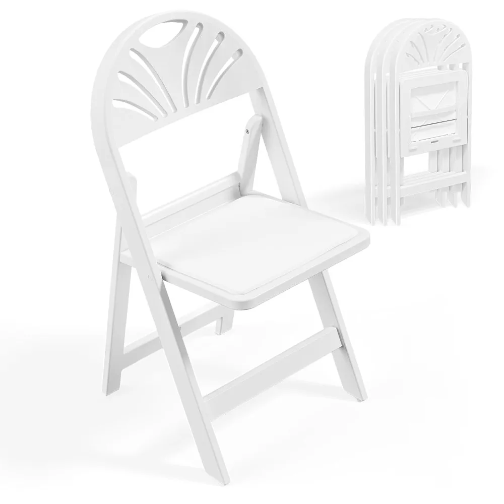 

Белый складной стул из полимерной смолы с мягким сиденьем, складной пластиковый стул с грузоподъемностью до 350 фунтов, идеально подходит для индивидуального заказа.